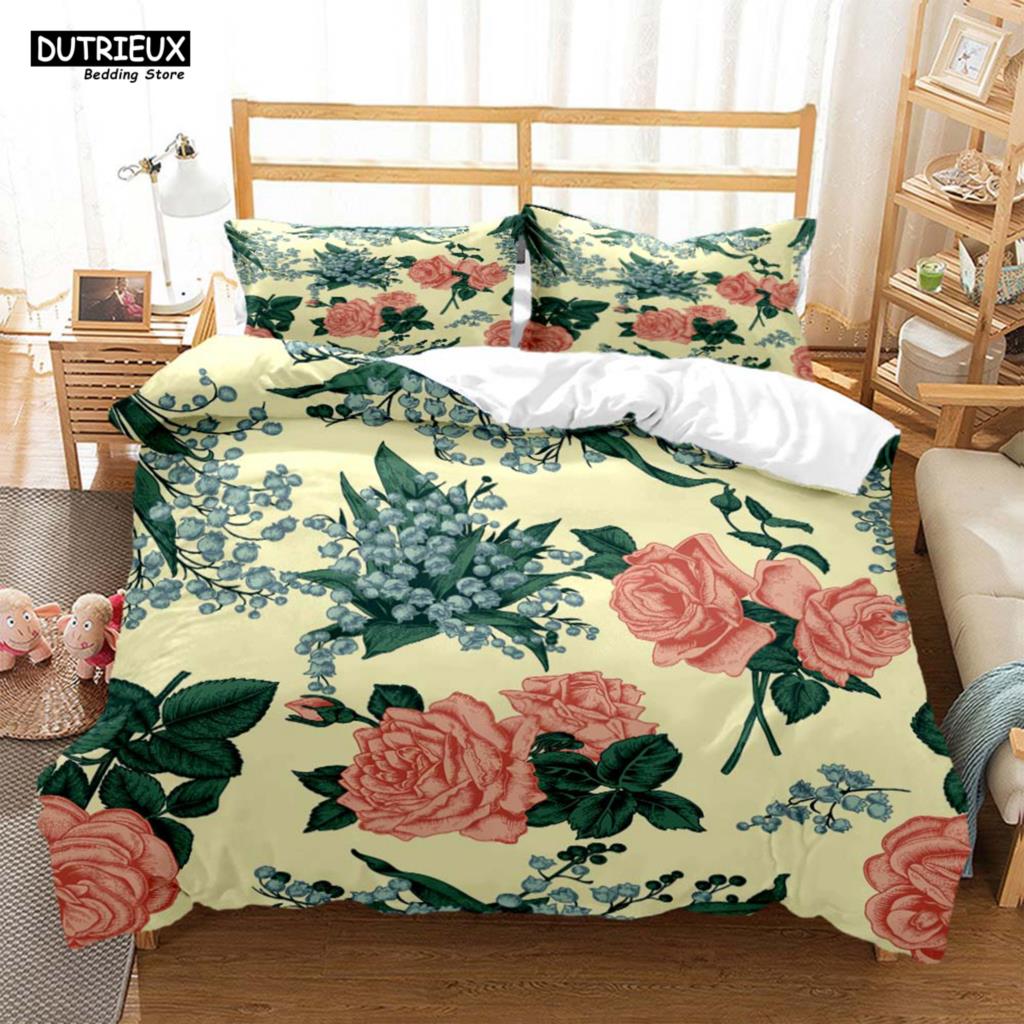 Plant Flowers Digital Print Polyester Bedding Sets Child Kids Covers Boys Duvet Cover Set For Teens Bedding Set