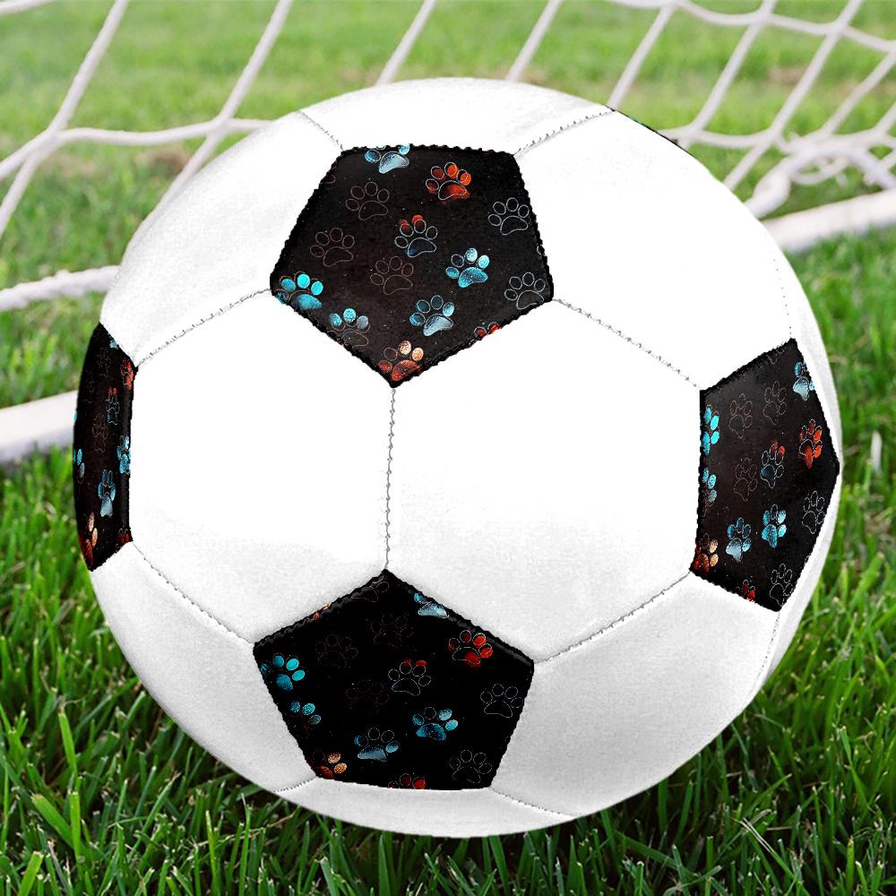 1PC Colorful Paw Prints Soccer Ball Size 5 Football Machine Sewn Indoor/Outdoor Universal Football W105