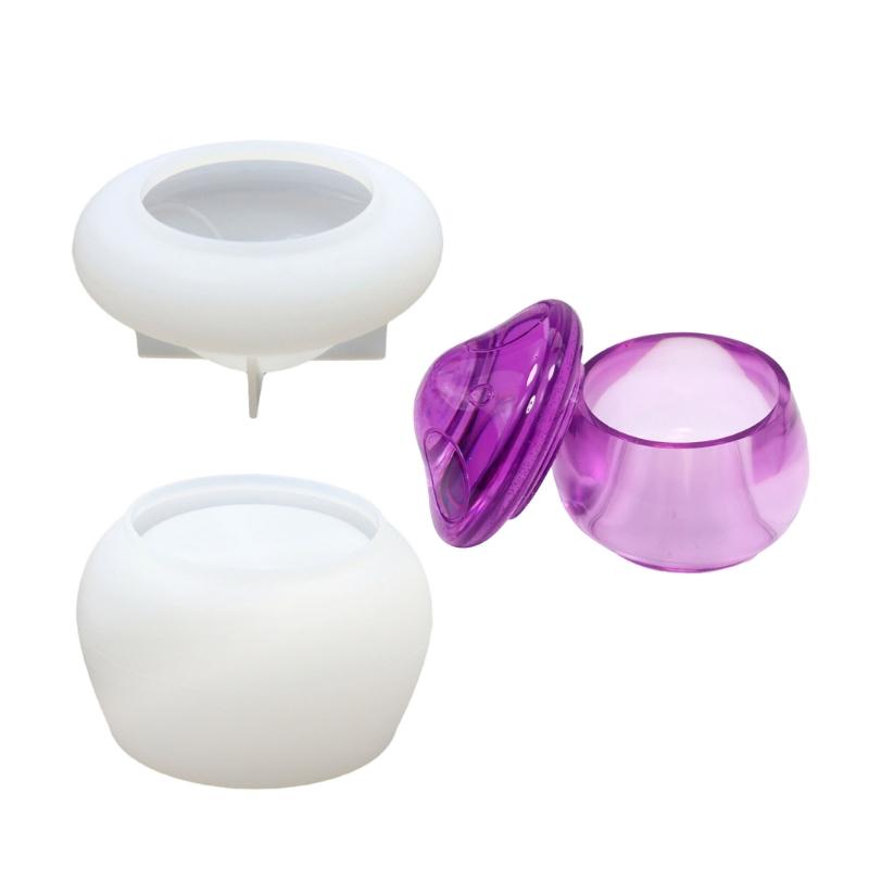 Resin Jar Molds with Lid Silicone Mold Container Jewelry Organizers Mould Mushroom Storage Box Molds for Pen Holder Deco