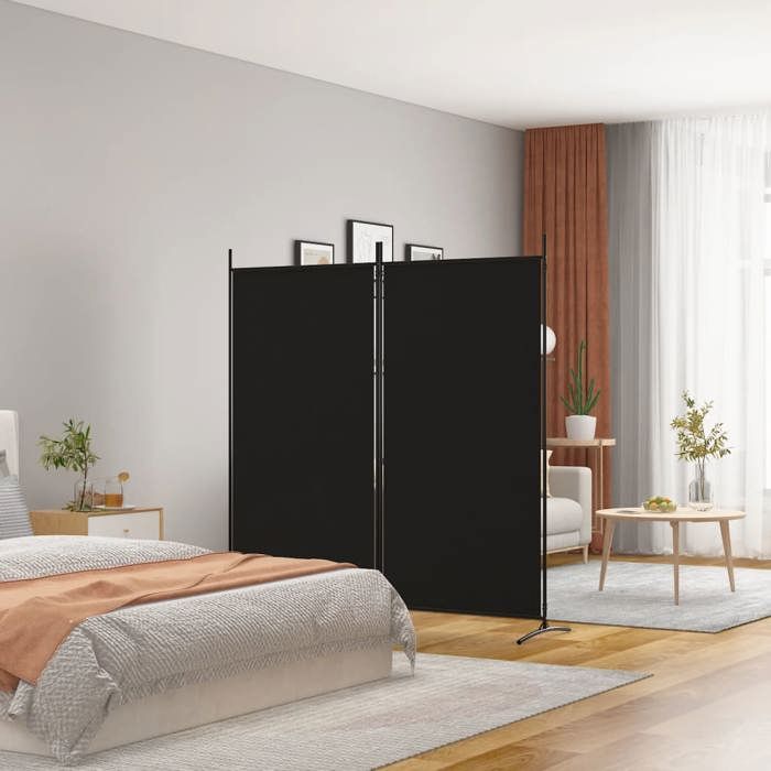 VidaXL Cloison de Séparation 2 Panneaux Séparateur de Pièce Pliable Diviseur Écran d'Intimité Paravent Décoration Salon Noir 350261