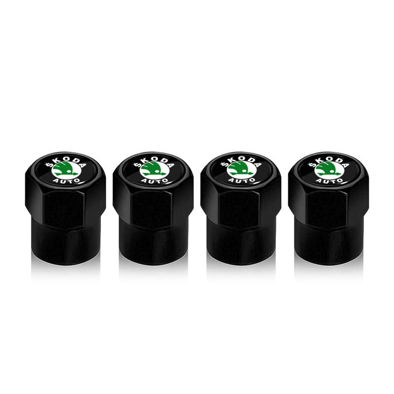 2025 Hot 4Pcs Metal Car Wheel Tire Valve Caps Covers Auto Accessories For Skoda Octavia Fabia Superb Yeti Rapid Kodiaq Kamiq Kar
