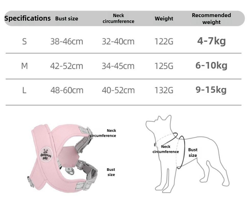 Dog Harness Leash Set Adjustable No-Pull Pet Harness for Small Medium Dogs Comfortable Reflective Breathable Chest Back for Pets