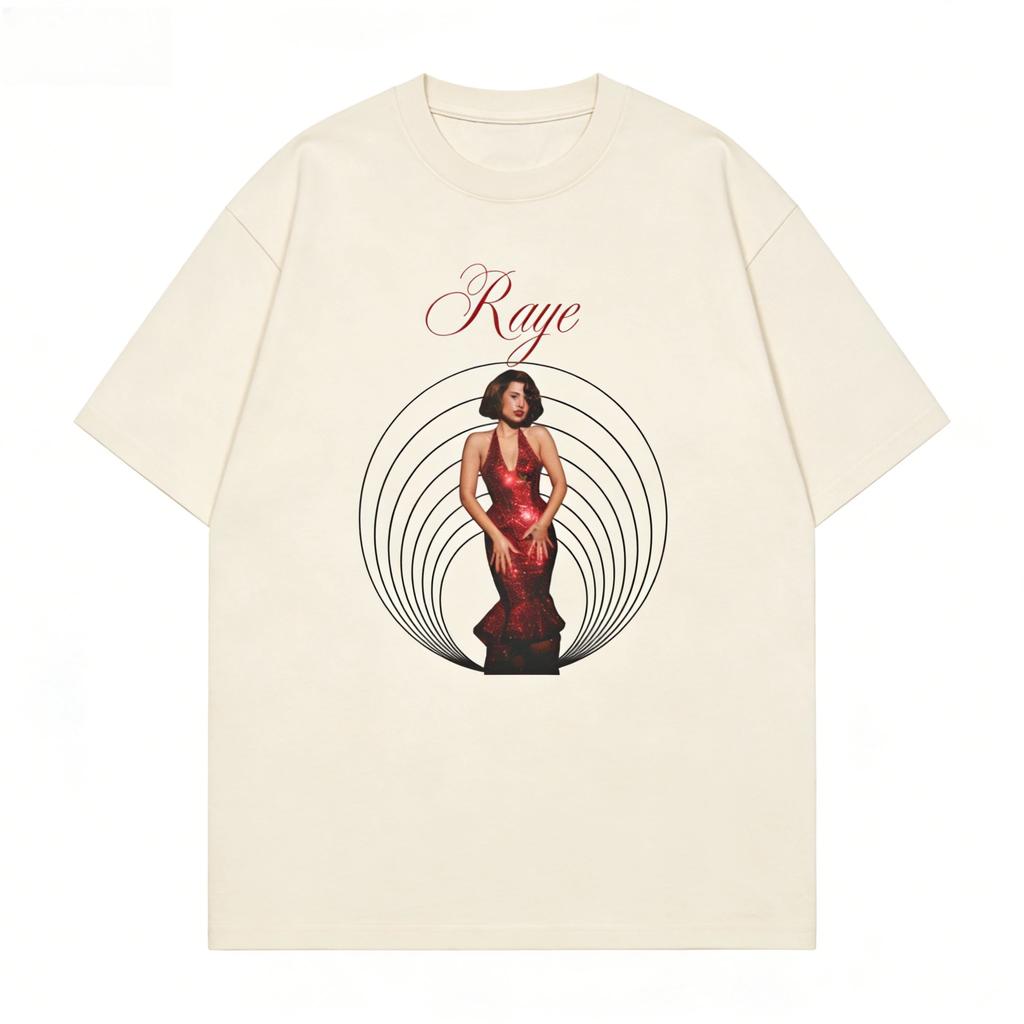 Raye Singer Tričko Raye Merch 2026 Léto Nové Módní Tričko Módní Oversized Tričko Bavlněné Ležérní Pop Music Krátký Rukáv Top