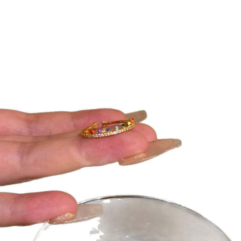 Vintage Style Gold-Plated Zircon Open Ring - Elegant Versatile Jewelry for Women