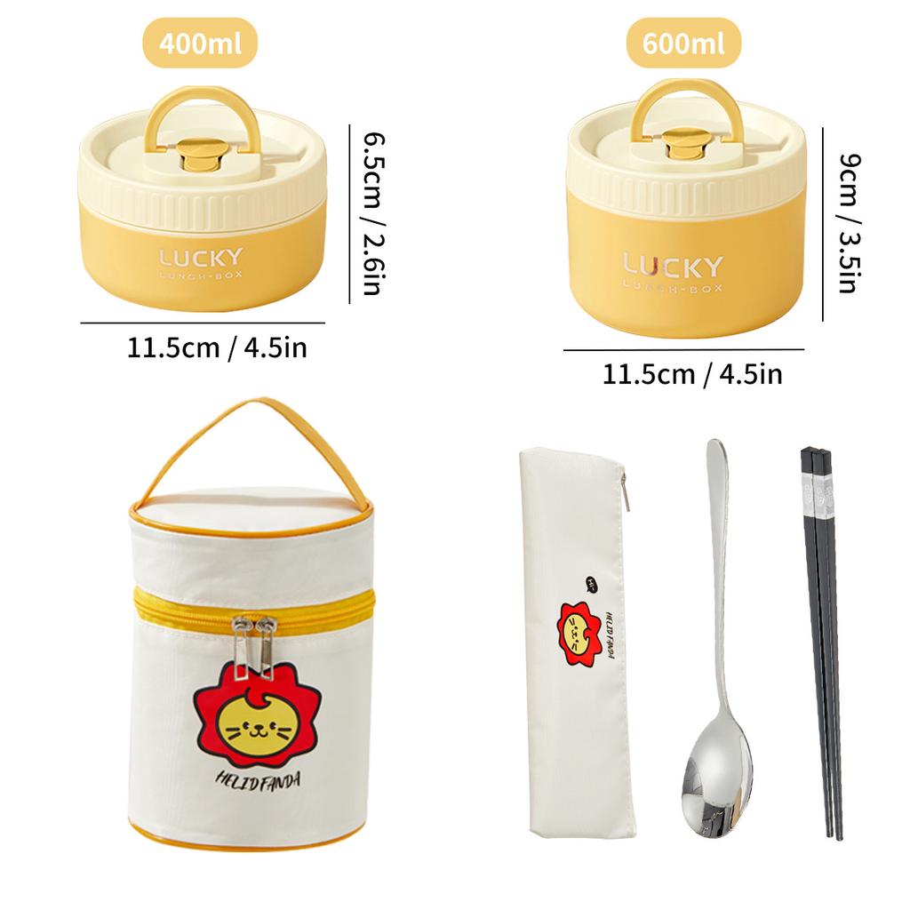 WORTHBUY Portable Insulated Lunch Box 304 Stainless Steel Thermal Bento Box Leak Proof Microwave Safe Salad Food Container Box