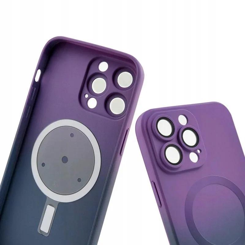 Etui do iphone 11 ombre magsafe obudowa wzmacniana fioletowy case + szkło