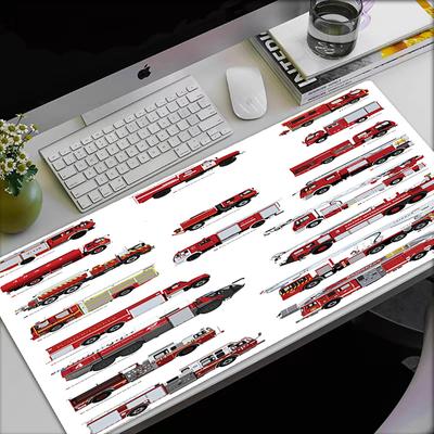 Fire Truck Theme Mouse Pad, Non Slip Rubber Base, Multifunctional Office & Home Decor, Perfect for Workspace Personalization.