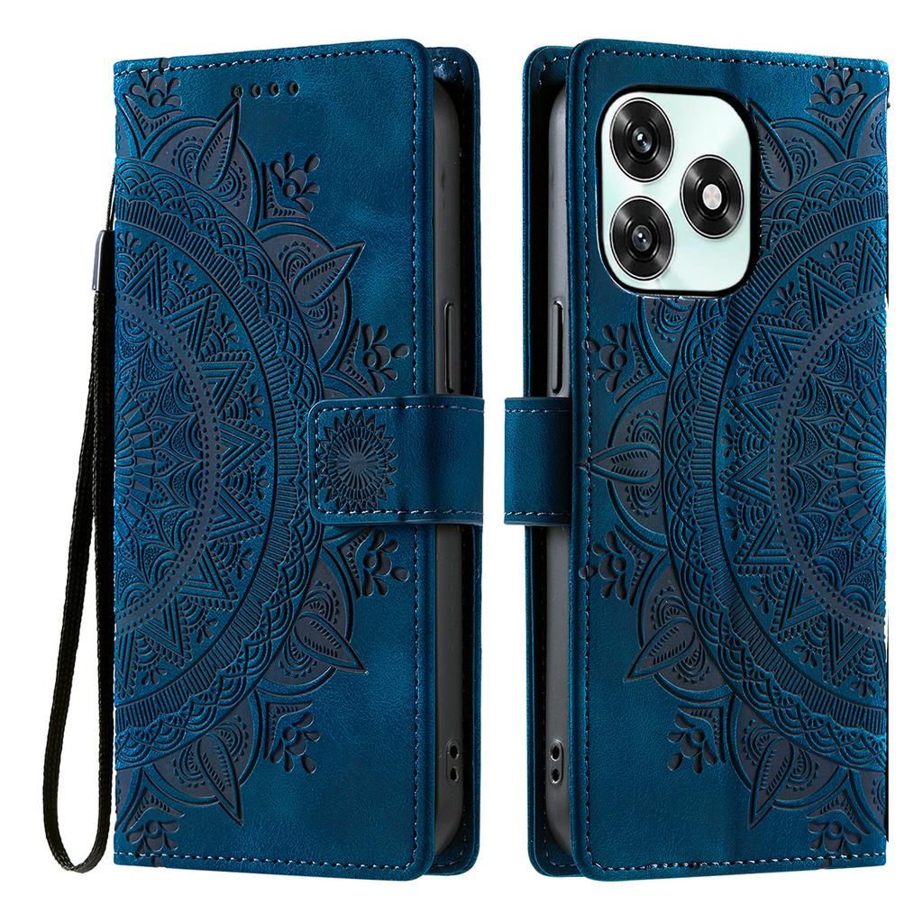 Phone Case For Honor Play10A 4G / X5c Plus 4G / X5c 4G Imprinted Totem Skin Feel Wallet Leather Phone Cover with Hand Strap