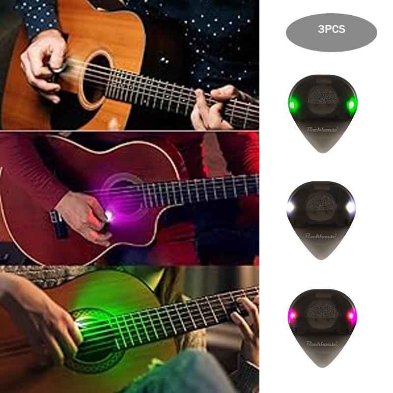 

3 шт. медиаторы со светодиодной подсветкой, светящиеся медиаторы, с 3-х цветными светодиодными лампами, тонкий гибкий гитарный бас