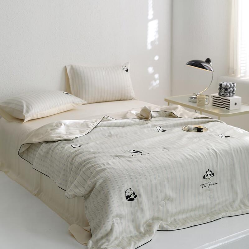 mling Panda Pattern Tencel Ice Silk 4-Piece Quilt Set