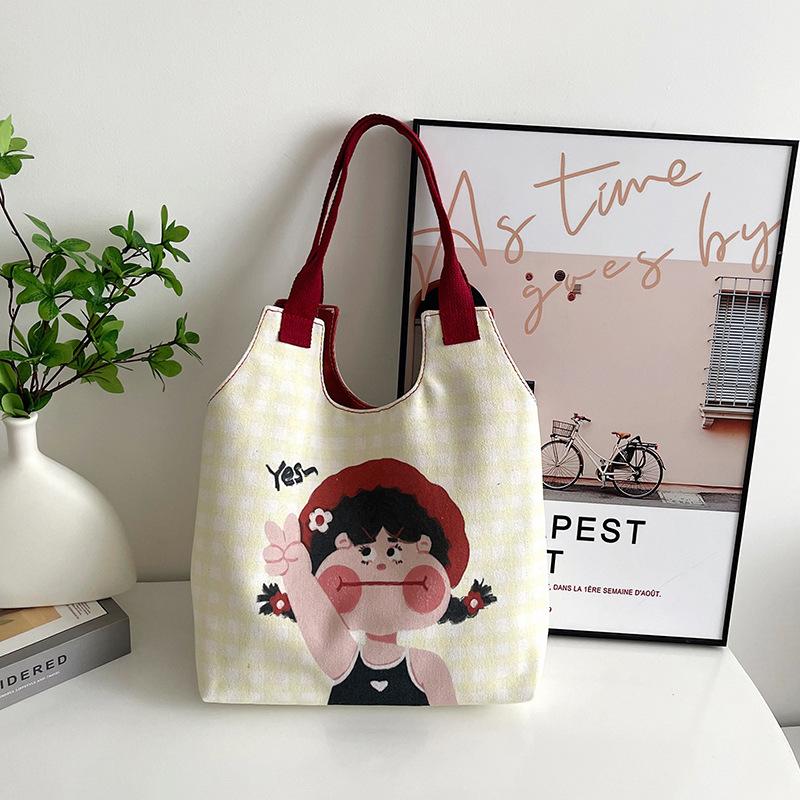 New large-capacity vest bag, commuter canvas bag, women's handheld shoulder bag, summer student tote bag