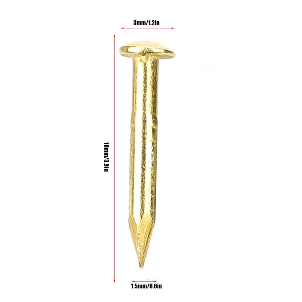 100Pcs Round Head Nail Brass Furniture Hinge Hardware Accessories 10mm15mm18mm22mm10mm Length