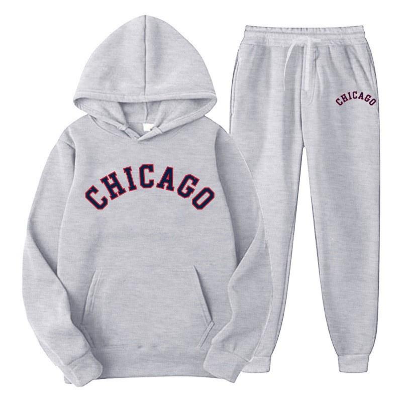 Mens Hooded Tracksuit Set Long Sleeve Sweatshirt Fleece Lined Casual Sportswear