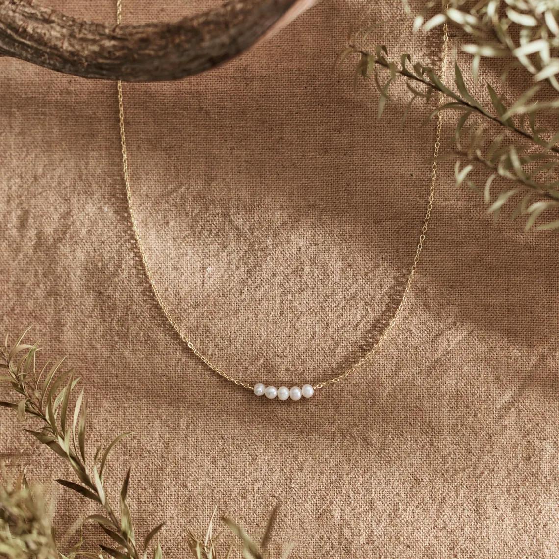 

Vlen Stainless Steel Chain Necklace with Natural Pearl Charm Adjustable Length Women s Minimalist Jewelry жемчужный
