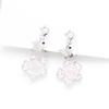 Japan and South Korea new products sweet white flower earrings gold and silver two-color stone inlaid simple and versatile ear clips without ear p