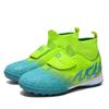 High Quality Turf Soccer Shoes Boys Girls High Top HOOK&LOOP Kids Futsal Sneakers Fashion Green TF Football Boots For Children