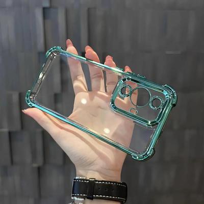 Anti Fall Transparent Phone Case For Samsung Galaxy S24 Ultra S23 FE S22 S21 S20 Plus + 4G 5G Soft TPU Electroplating Clear Lens Protection Back Cover
