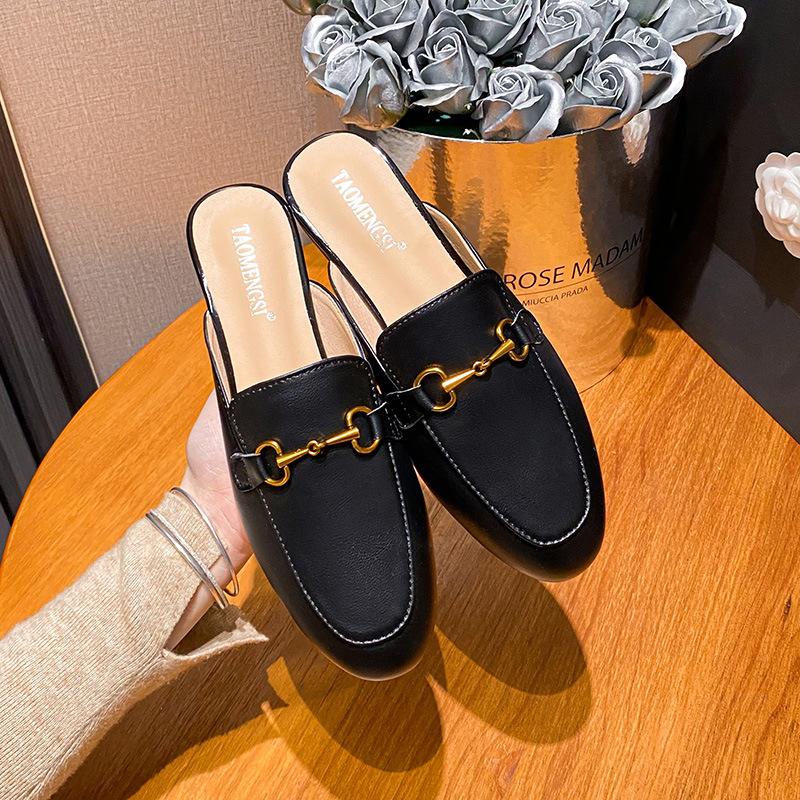 -A [] Casey's cocktail party horse buckle bag head Muller slippers women's half drag outside sandals