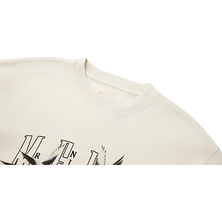 Li Ning X MEDM Samarbeid Daglig Fremgang Serie Sport Fritid Ensfarget Enkel Løstsittende Rund Hals Genser Langermet T-skjorte AHSV609-1