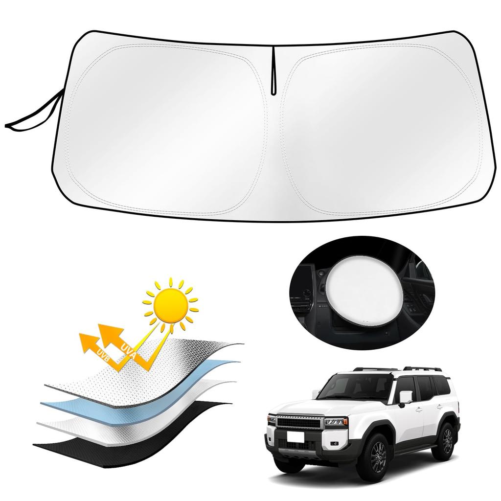 AUTO SPEC Toyota Land Cruiser 250 Front Sunshade for LAND CRUISER 250 2024 PRADO Front Shade with UV Sun and Heat Easy To Install and Foldable