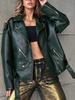 New women's PU leather jacket autumn and winter retro cycling motorcycle suit BF style women's leather jacket
