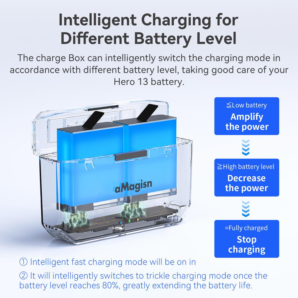 AMAGISN Camera Battery Fast Charging Box for GoPro Hero 13/12/11/10/9 Memory Card Storage Case