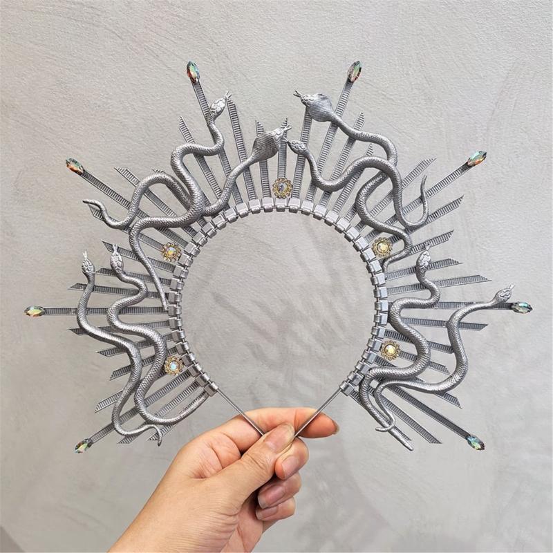 Antique Snake Design Hairband With Spiked Design For Women Daily Use and Special Event Masquerades Party Headpiece