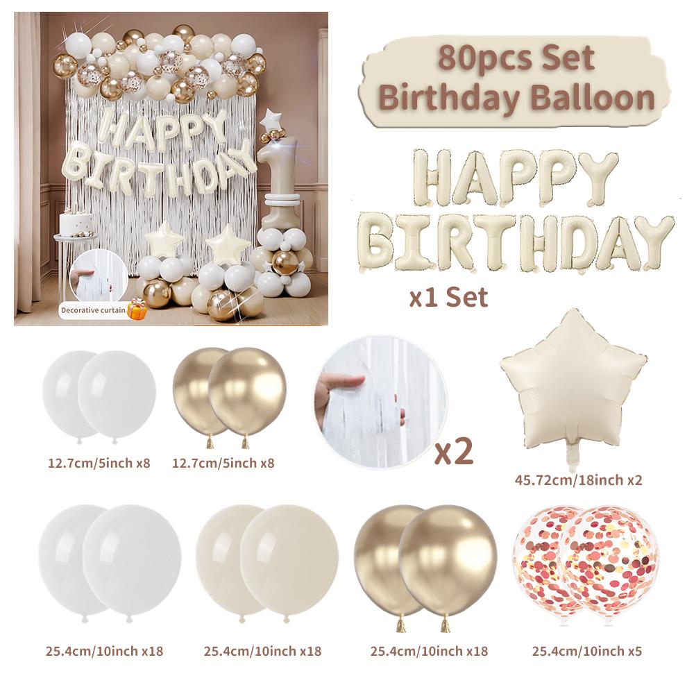 Birthday Rainsilk Curtain Balloon Set Birthday Letter Heart Five Star Aluminum Foil Balloon Birthday Party Decoration