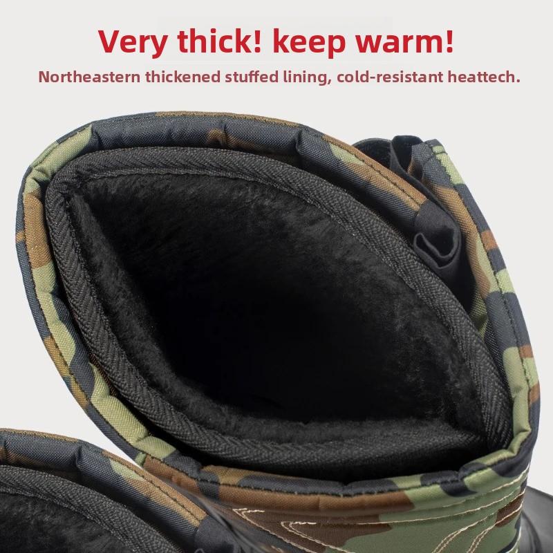Herren-Stiefel bis zur Wade Outdoor Wasserdicht Schneestiefel Dickes Plüsch Warm Winter Botas Rutschfest Angelstiefel Winter Baumwolle Gummistiefel