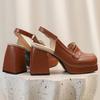 Women's high-heeled sandals spring and summer new waterproof table thick heel large size solid color bag head sandals