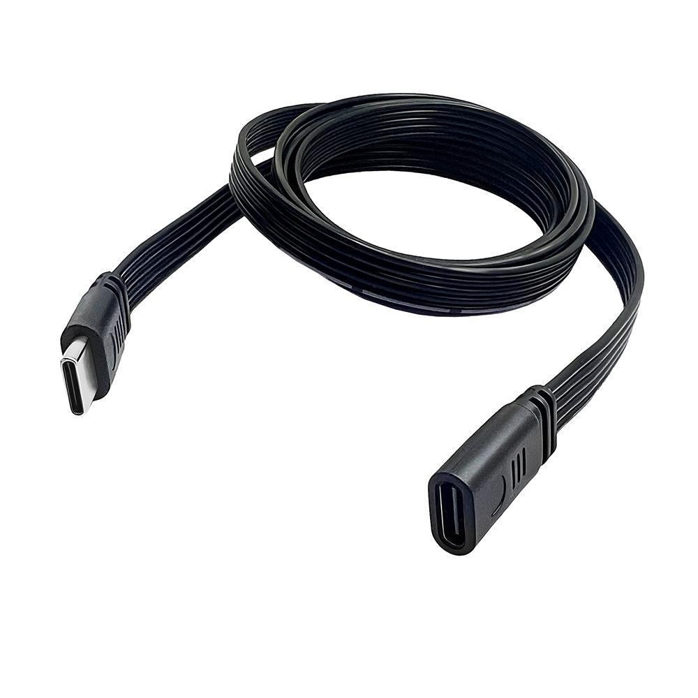 USB Type-C Multi-Directional Elbow Extension Cable, Flat Silicone Male to Female Data Adapter