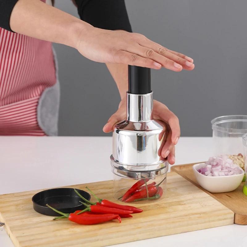 Manual Onion Chopper Stainless Steel Garlic Presser Food Crusher Cutter Meat Mincer Hand Press for Vegetable Kitchen Tool