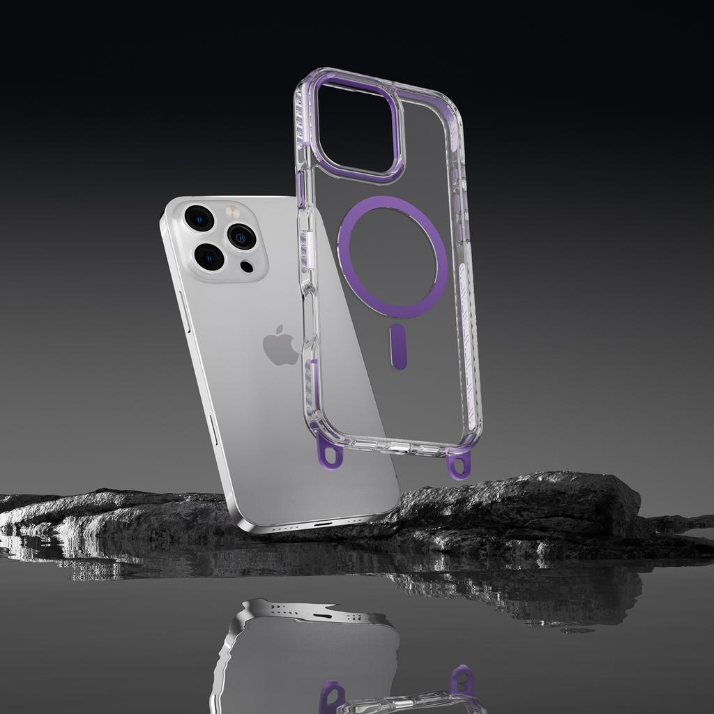 For iPhone 14 Pro Max Magnetic Phone Case Compatible with MagSafe PC+TPU Cover with Lanyard Hole