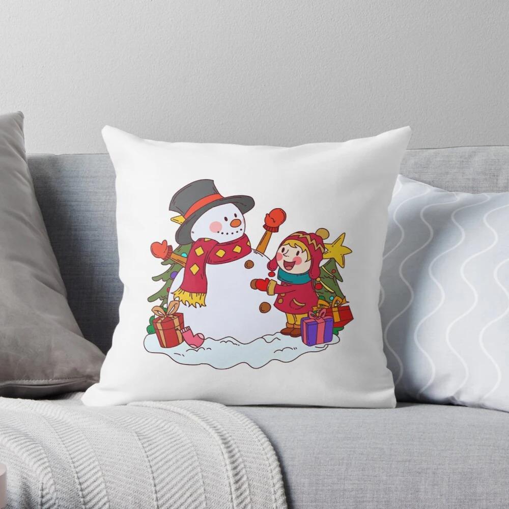 Merry Christmas Snowman Decoration Home Pillowcase Cushion Cover 50X50Cm Autumn Nordic 40X40Cm Modern Living Room Sofa Bed
