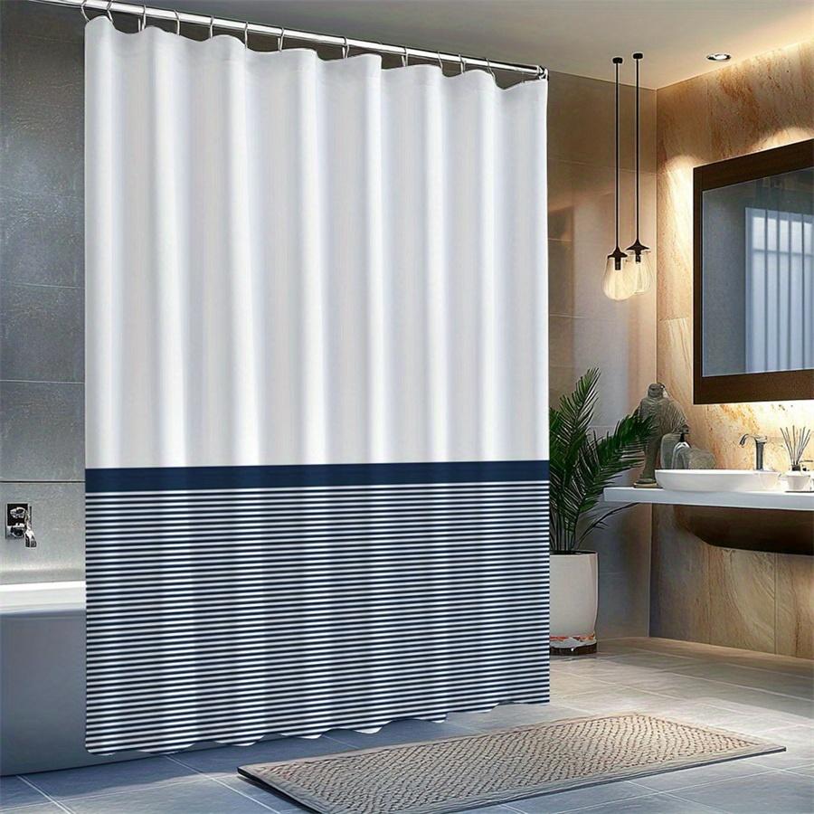 Tonnika Chen Blue/White Navy And Stripe Shower Curtain Modern Bathroom Decor Two Tone Design Waterproof Bath Curtain Home Accessory