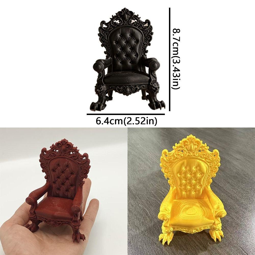 Vintage Mini Gothic Throne Display Chair 3D Printed Dollhouse Seat Furniture Atmosphere Ornament