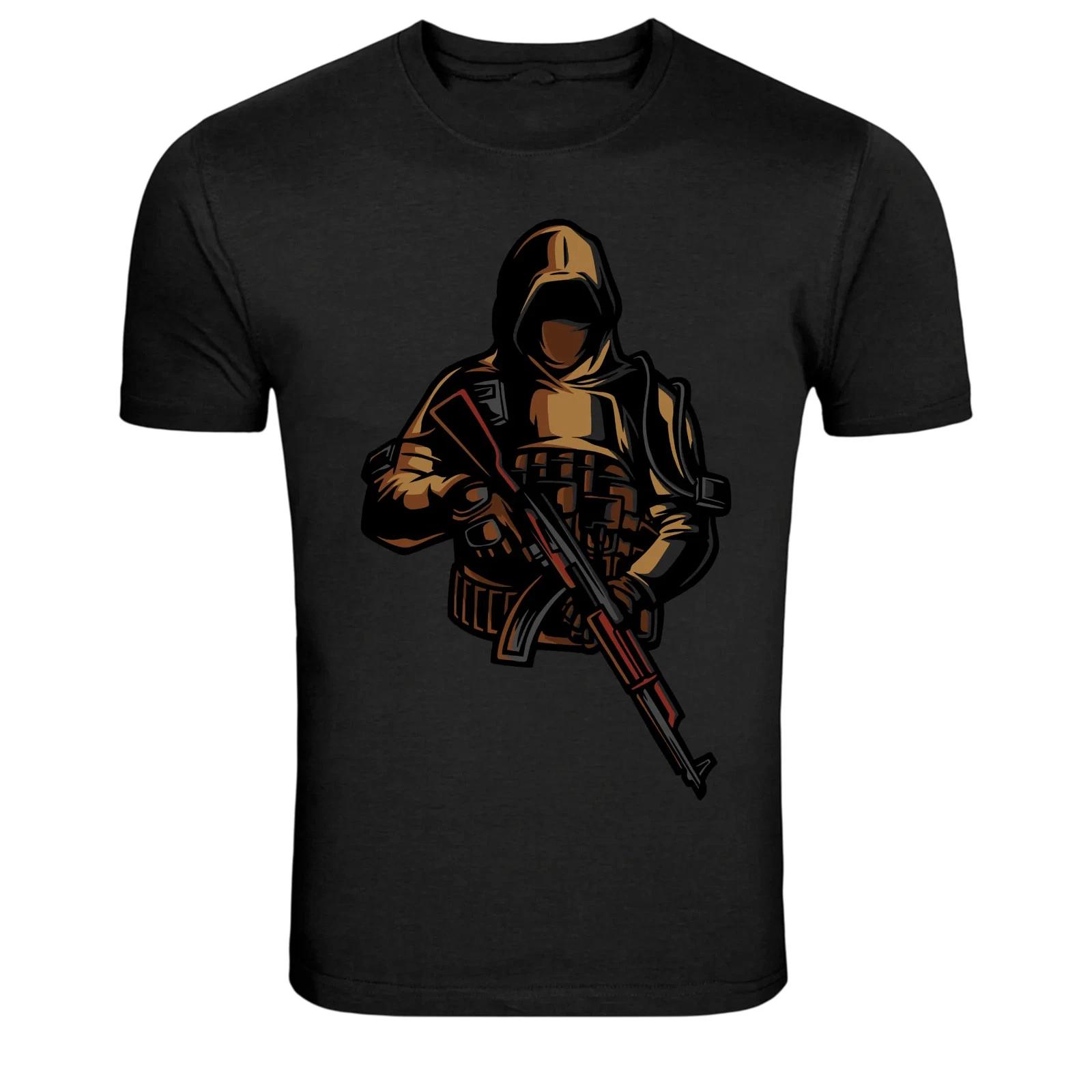 

Tactical Soldier With Rifle Military Graphic T-Shirt 4XL