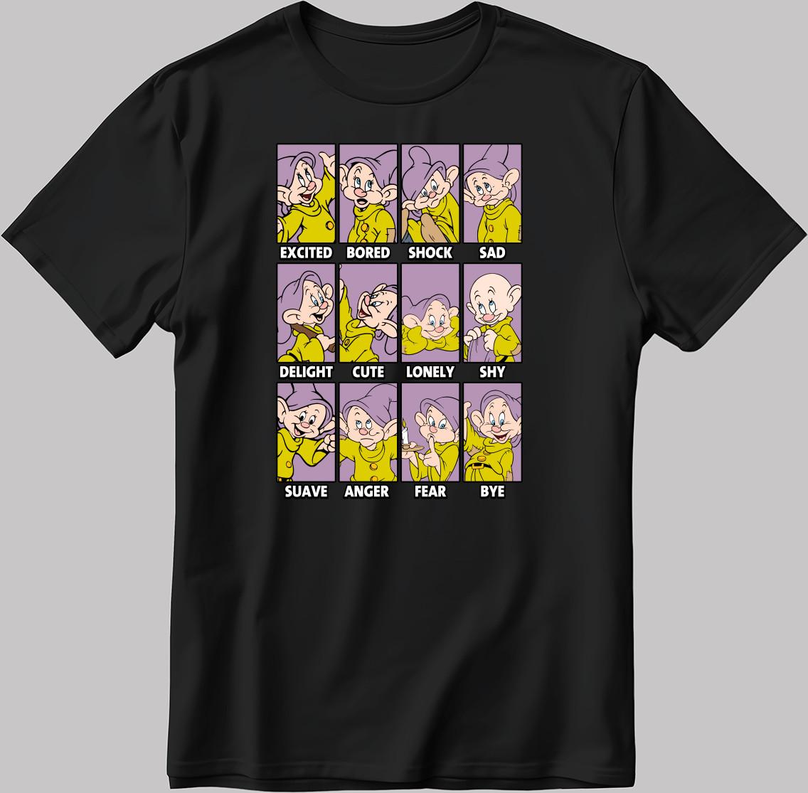 Dopey Disney Moods Short Sleeve W/B Men / Women T Shirt C558 3XL