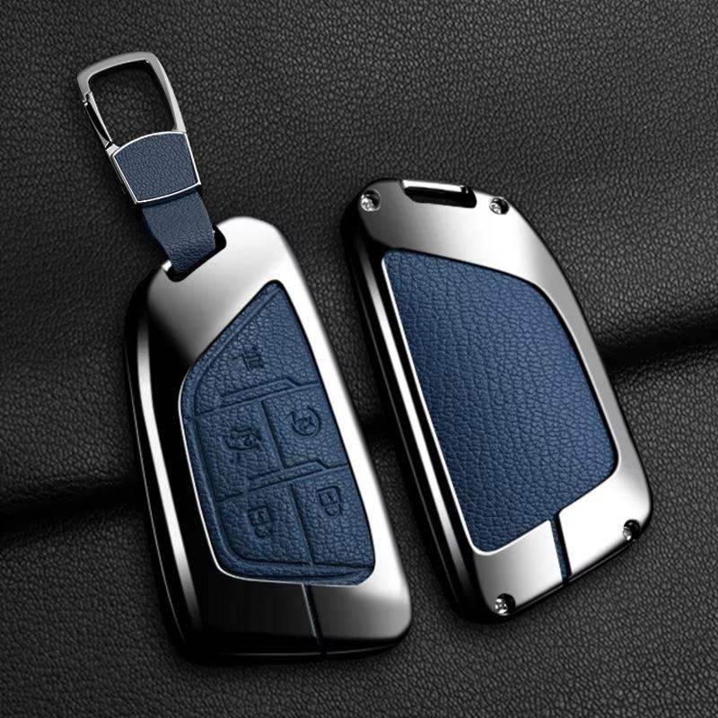 Schlüsselanhänger Abdeckung Hülle Für Cadillac Für GMC Sierra Yukon 2023 2024 Für Chevrolet Silverado 1500 Suburban Tahoe Legierung Leder Schlüsselanhänger
