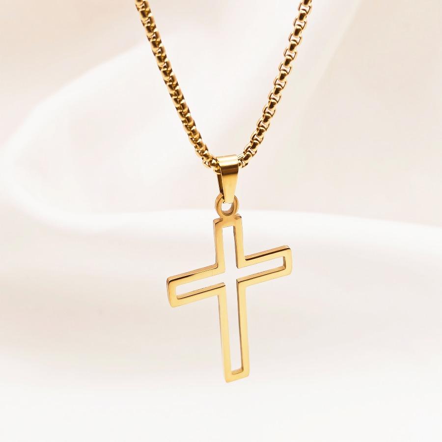 Men'S Stainless Steel Cross Necklace In European And American Style, a Trendy Accessory for Hip-Hop And Rap, Perfect for Everyday Outfits