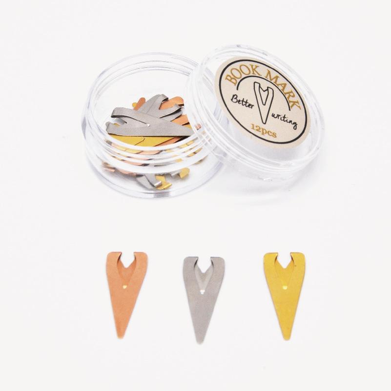 

12 шт. металлические закладки, маленькие треугольные скрепки, закладки для студентов, учителей, канцелярские принадлежности, инструменты для чтения