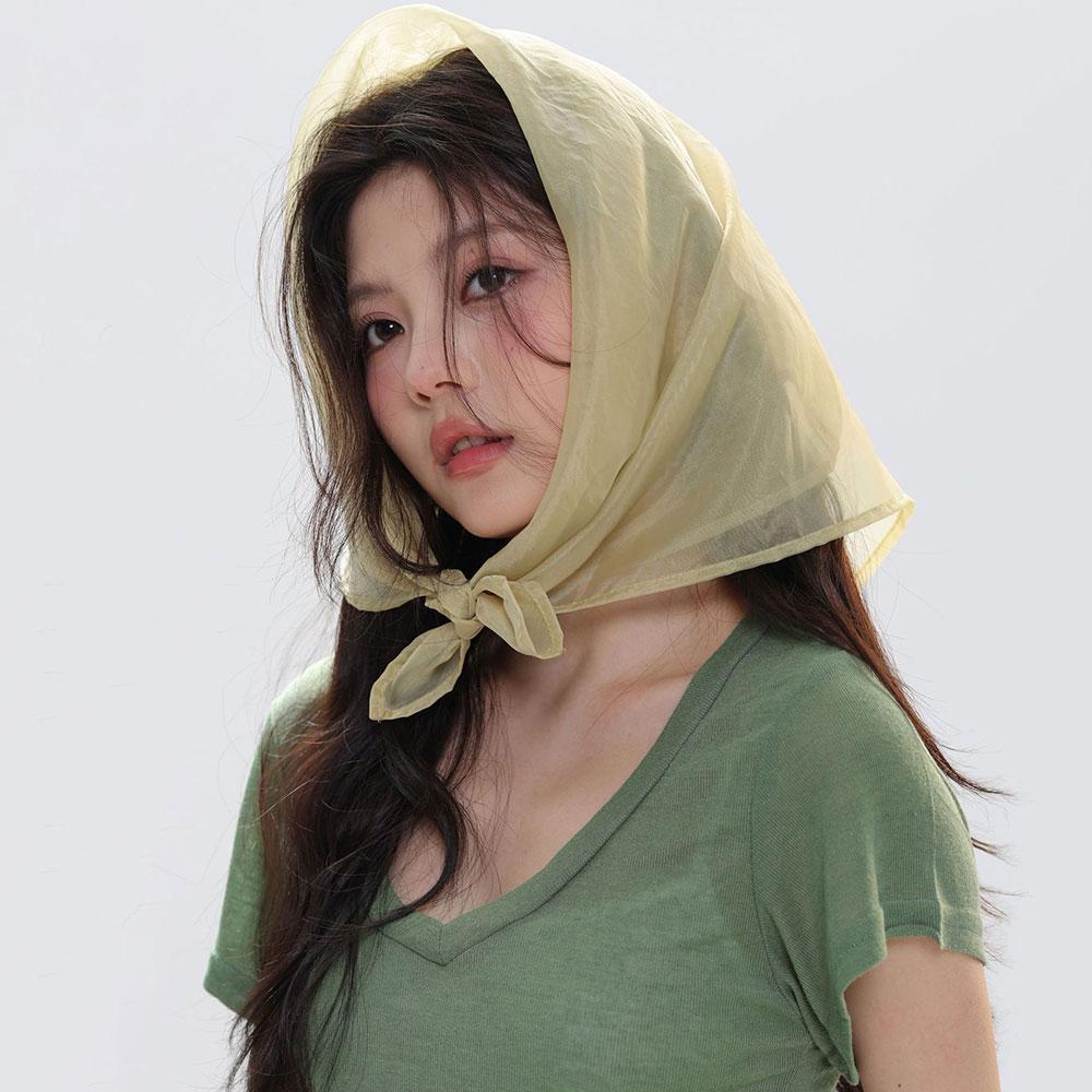 Korean Sweet Luxury Square Scarf For Women Elegant Women's Headband Neckerchief Fashion Thin Breathable Hair Scarf Bandana Shawl