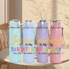 1PC January Birthday Confetti Text 750ml Color Plastic Sports Water Bottle Leakproof Flip Straw Lid Suitable for Sports Office Home Use