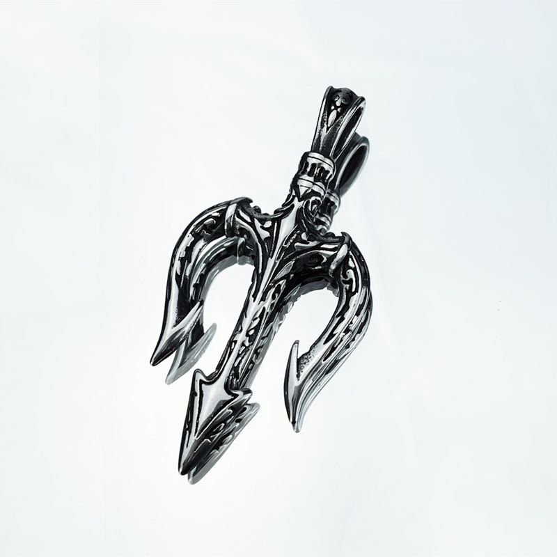 

Trendy Men s Poyo Carved Sea King Titanium Steel Pendant Trident Single Pendant (Without Chain)