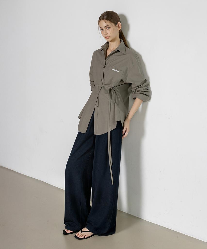 NON AND NON Washed Cotton Strap Set Two-Way Wrap Shirt_Nfsh6561