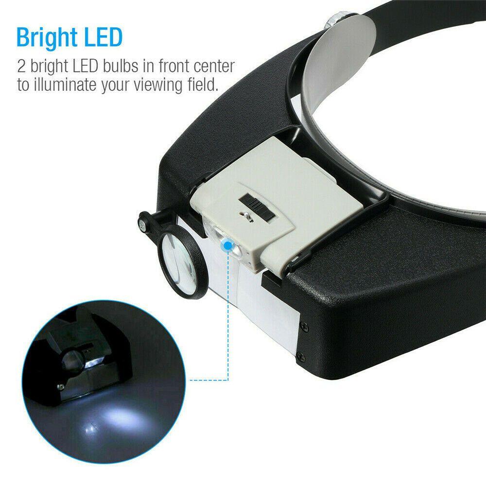 Light Visor LED Illuminated Jewelry Tools Jewelers Magnifier Magnifying Glasses Repair Loupe