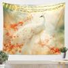 Fire & Ice Phoenix Tapestry, Red Blue Mythical Birds on Black Starry Background, Wall Hanging for Fantasy Aesthetic Decor