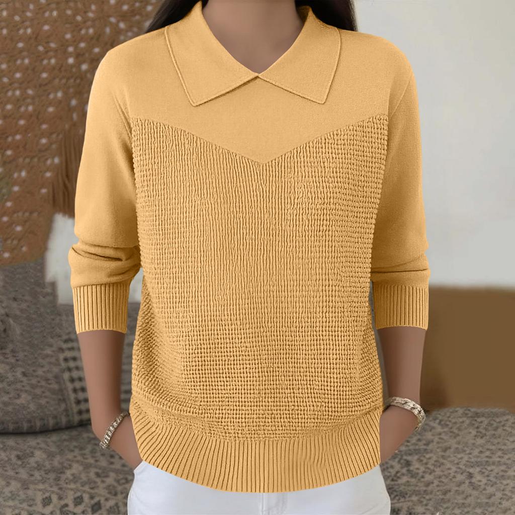 Damen Lässiger und Modischer Langärmliger Gestrickter Einfarbiger Oberteil-Pullover