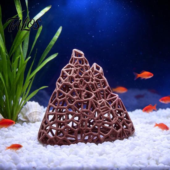 Saltwater Tank Ornament Aquarium Mountain Shrimp Hide, 3D Printed Hollow Mountain, Small Fish Landscaping Supplies Hideout Cave, Shelter for Betta