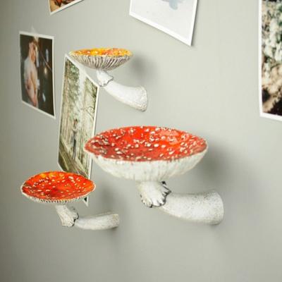Mushroom Hanging Shelf Resin Wall Floating Decor Ornaments Wall Hanging Shelves
